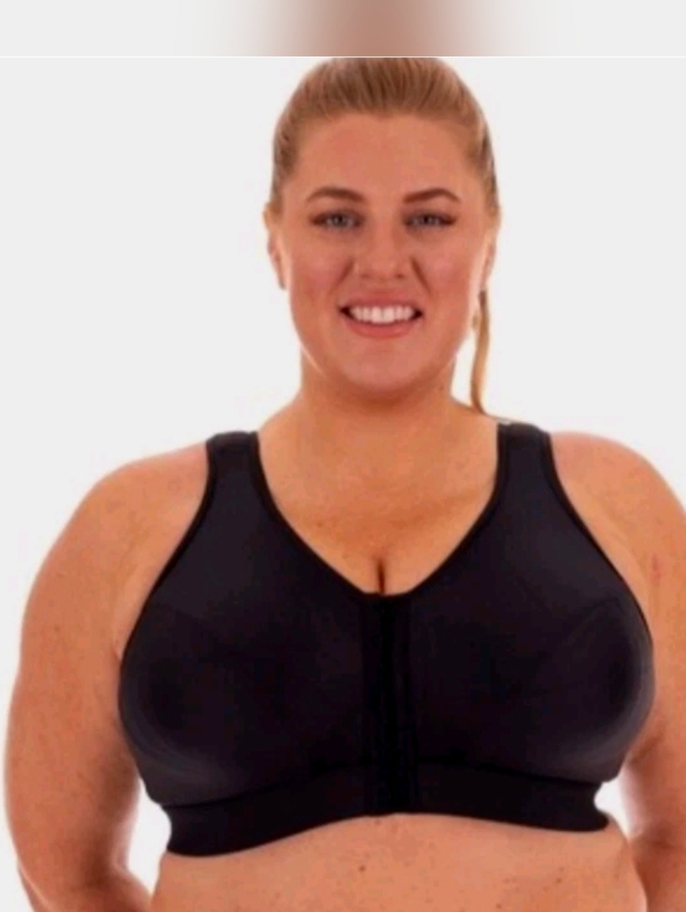 ENELL SPORT High Impact Max Support Racerback Bra Full Figure Black NL102 sz 7